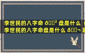 李世民的八字命 🌲 盘是什么（李世民的八字命盘是什么 🐬 意思）